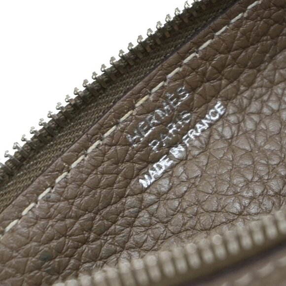 RFHERMES Logo Dogon GM Long Bifold Wallet Square N Leather Brown France 88RF420 - Picture 14 of 15